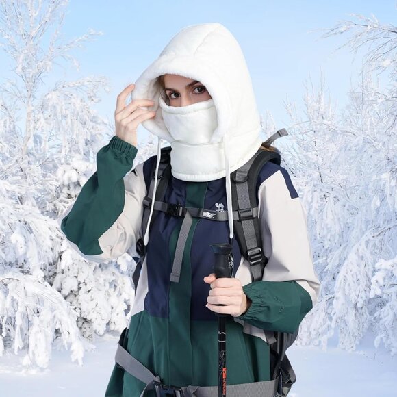 Unisex Winter Balaclava Hat Faux Fur Fleece Warm Cover for Snow Sports - Picture 6 of 9